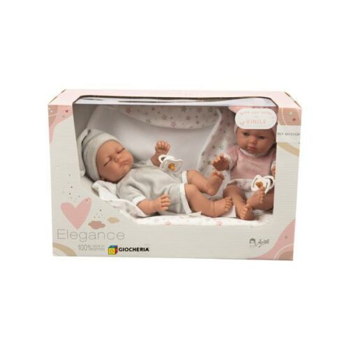 ARIAS - Bebè  Gemelli  26cm Rosa & Grigio