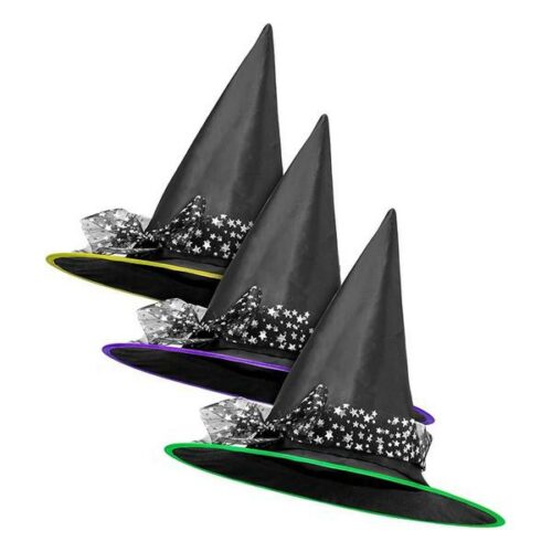 Cappello Strega con tulle e stelle argento glitterate