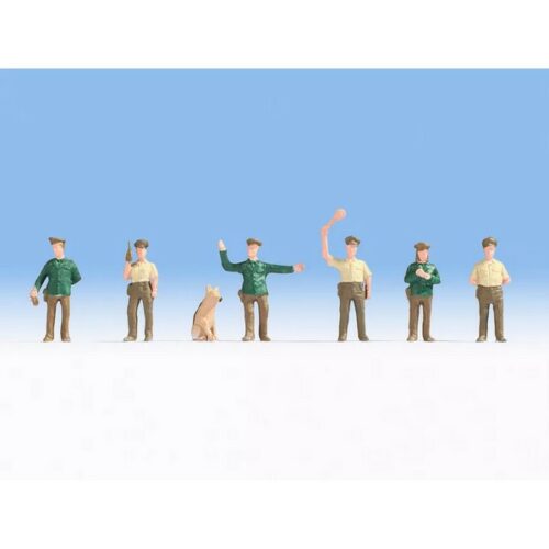 H0 personaggi ECO- Polizia div verde/marrone con cane- 7pz