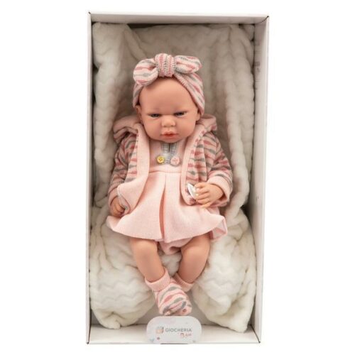 ARIAS - Bebè KATIA 40cm  con cuscino ROSA