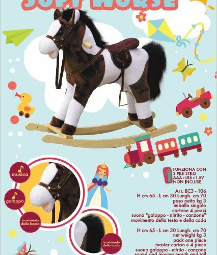 CAVALLINO  a dondolo MARRONE pezzato bianco