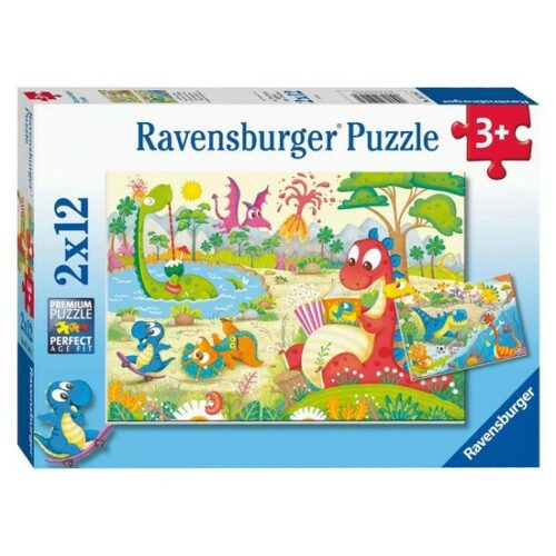 Puzzle 2x12 pezzi Dinosauri giocosi