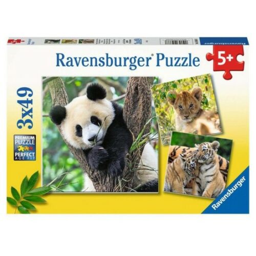 Puzzle 3x49 pezzi Panda, tigre e leone