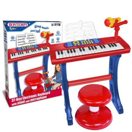 Tastiera 37 tasti con sgabello rossa
