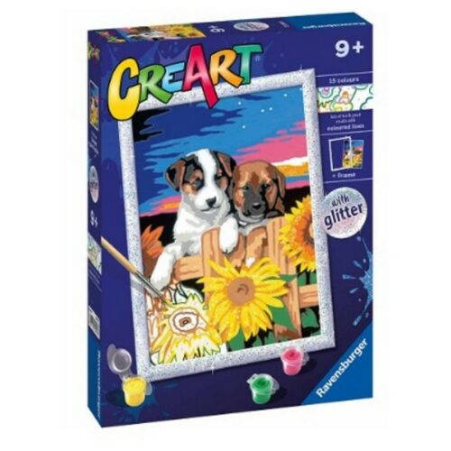 CreArt Serie D Classic - Cagnolini con girasoli glitter 9+