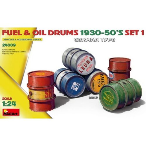 1/24 FUEL & OIL DRUMS 1930-50's SET 1 (GERMAN TYPE) KIT 1:24