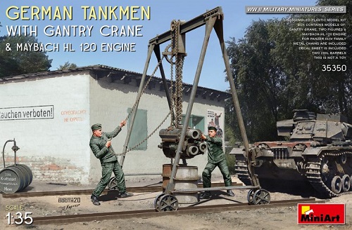 1/35 GERMAN TANKMEN WITH GANTRY CRANE & MAYBACH HL 120 ENGINE
