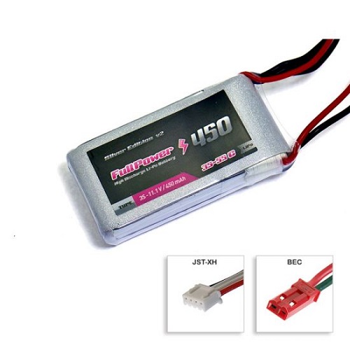 Batteria Lipo 3S 450 mAh 35C Silver V2 - BEC