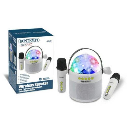 Cassa amplificatore con microfono Wireless bianca