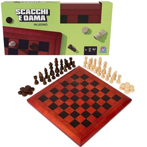 EG Dama & Scacchi in Legno Deluxe chiudibile