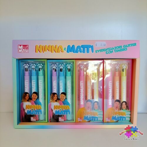 NINNA & MATTI  3 evidenziatori Glitterati con timbro