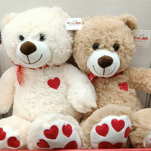 Orso con fiocco e ricamo 60cm