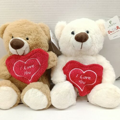 Orso tasca con cuore 23 cm 2 colori