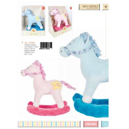 CARILLON  cavallino dondolo  AZZURRO-ROSA