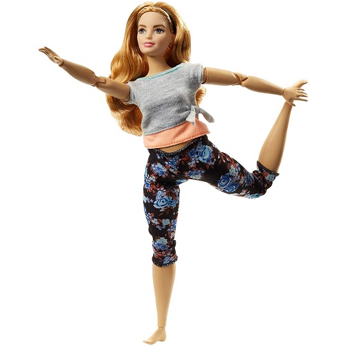 Barbie Made to move snodata curvy, rossa con pantaloni a fiori