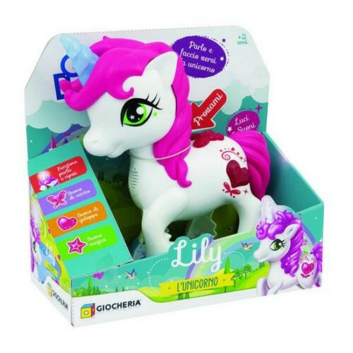 GIO' BABY- LILLY Unicorno Parla e Ripete con suoni e Corno Luminoso