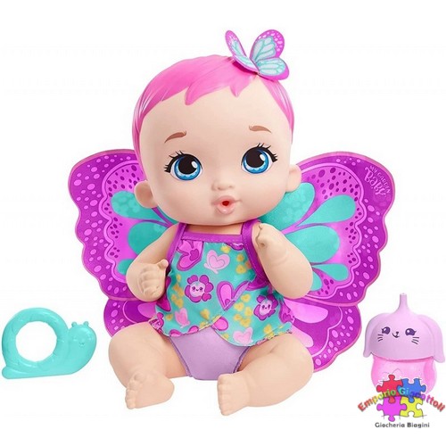 My Garden Baby Bambola Junior Farfalla Rosa con pannolino riutilizzabile