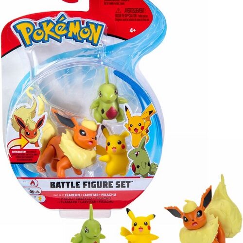 Pokemon- Battle figure set Flareon+ Larvitar+ Pikachu