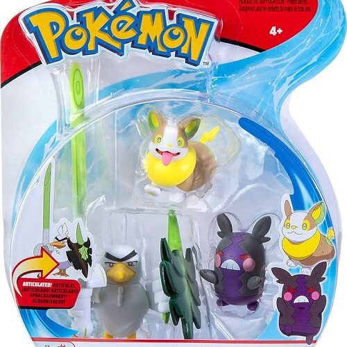 Pokemon Battle Figure Set tris pers. SIRFETCH'D + MORPEKO (HANGRY MODE) + YAMPER