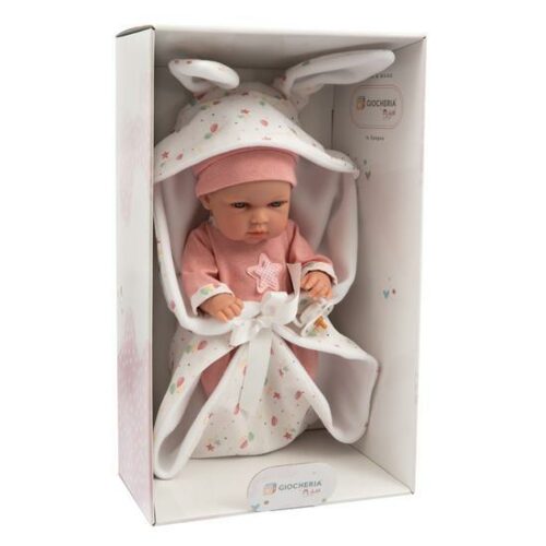 ARIAS - Bebè ANITA  33cm coperta con orecchie Rosa