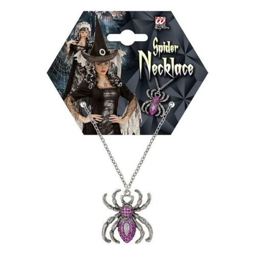 Collana Ragno argento con strass viola