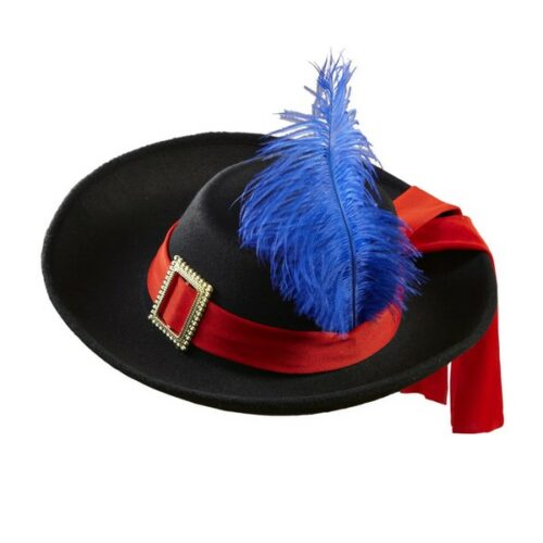 Cappello  Bimbo nero  con piuma -Moschettiere /Principe