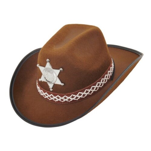 Cappello Cow Boy con stella sceriffo marrone adulto