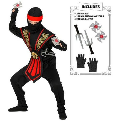Costume Ninja Red kombat con armi 8-10 anni