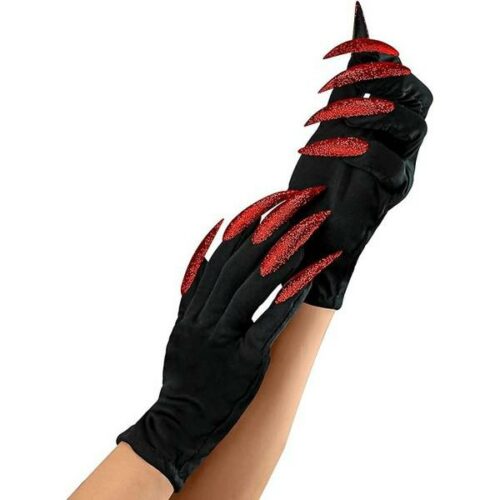 Guanti spaventosi con unghie rosse