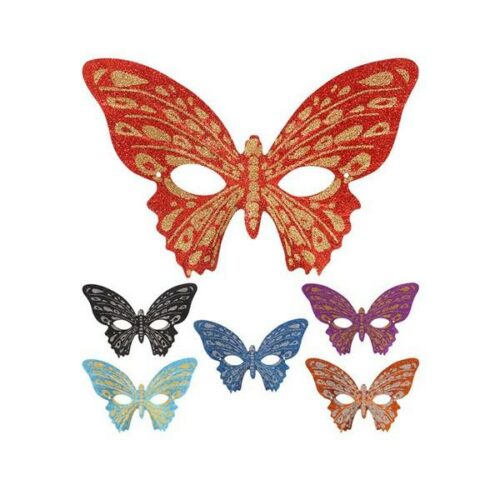 Maschera farfalla colori glitter asst.