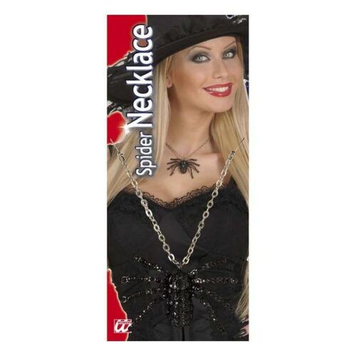 Collana Ragno argento con strass nero