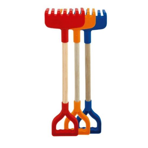 Rastrello in plastica manico in legno l.50