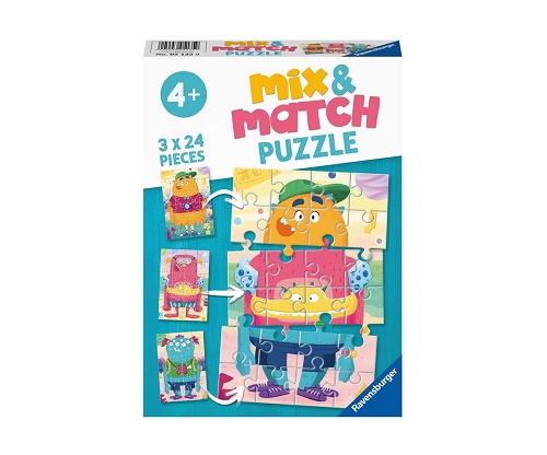 Puzzle 3x24 pezzi Mix & Match Mostri divertenti