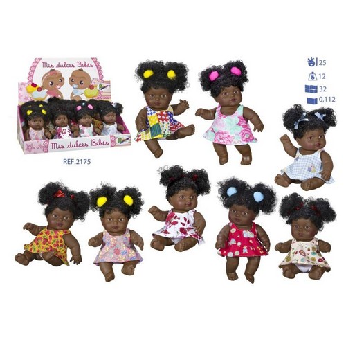 Bambola neretta in gomma con vestitino 25cm