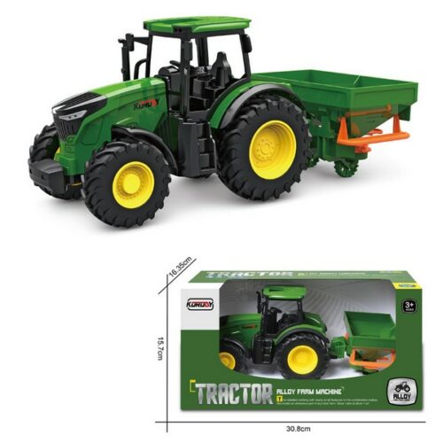 Trattore ruote libere con spargiletame verde