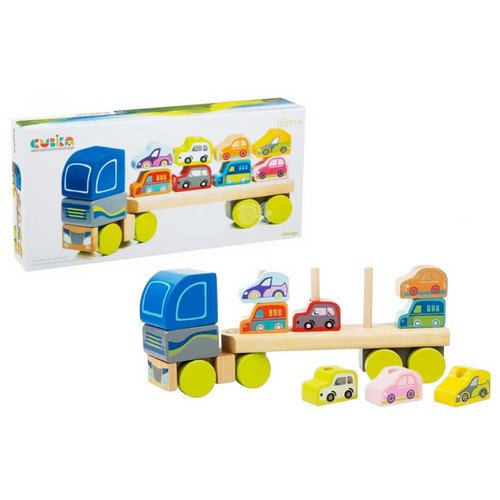 Camion in legno con 8 auto impilabili