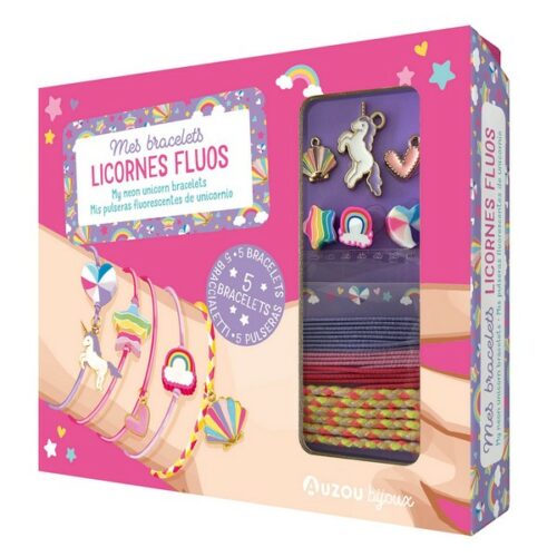 Set realizza il tuo bracciale - unicorno fluo