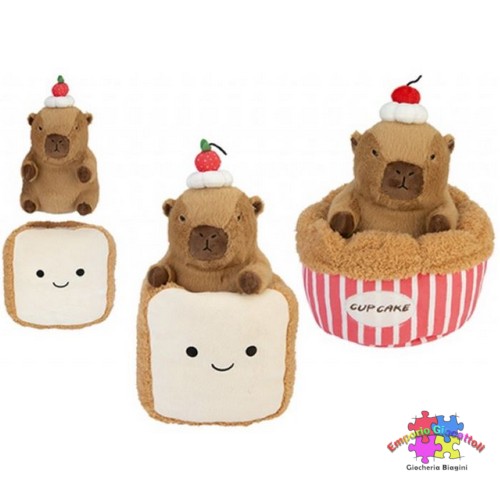 CAPIBARA con cibo 25cm peluche ass.to