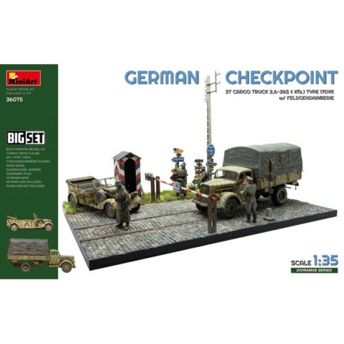 1/35 German Checkpoint. 3t Cargo Truck 3,6-36S & Kfz.1 Type 170VK w/ Feldgendarmerie. Big Set
